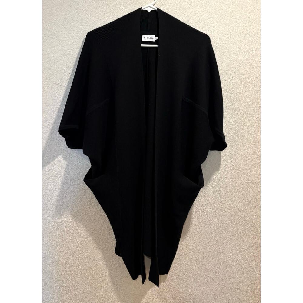 The Reset R Label Black 100% Wool Open Front Cardigan Sweater Size S/M